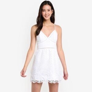 Abercrombie & Fitch White Lace Spaghetti-Strap Mini Dress